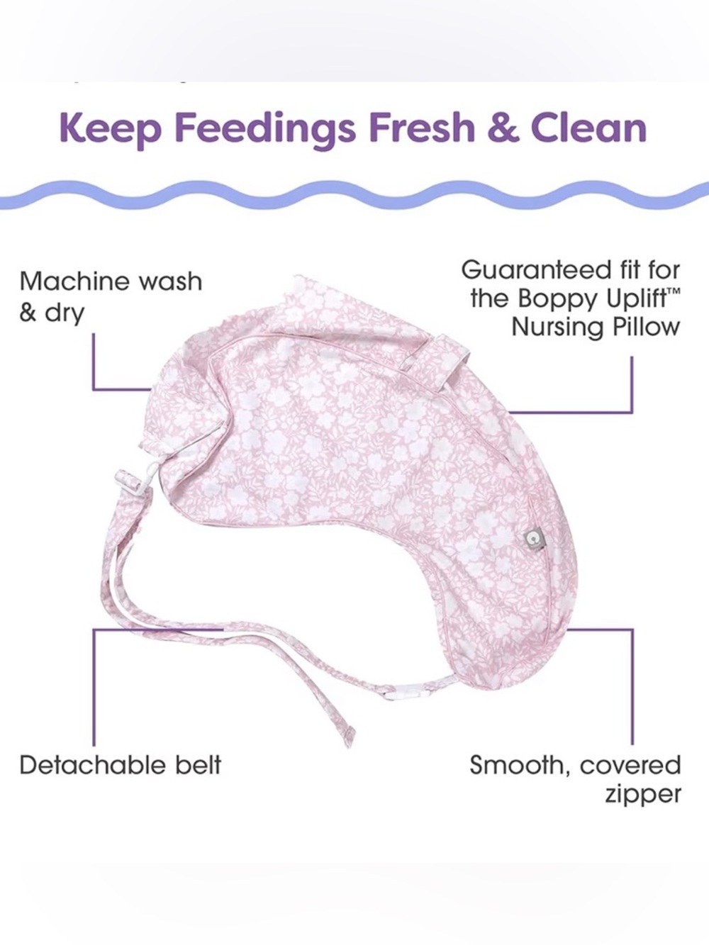 Boppy Pink Floral Uplift Nursing Pillow Cover - Picture 3 of 4